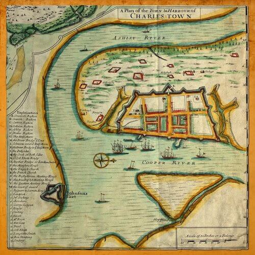 A Plan of the Town and Harbour of Charles-Town - Edward Crisp (1711)
